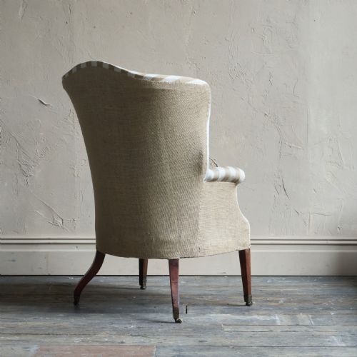 GEORGIAN WINGBACK WITH VINTAGE FRENCH STRIPE TICKING - ADDITIONAL PHOTO 4