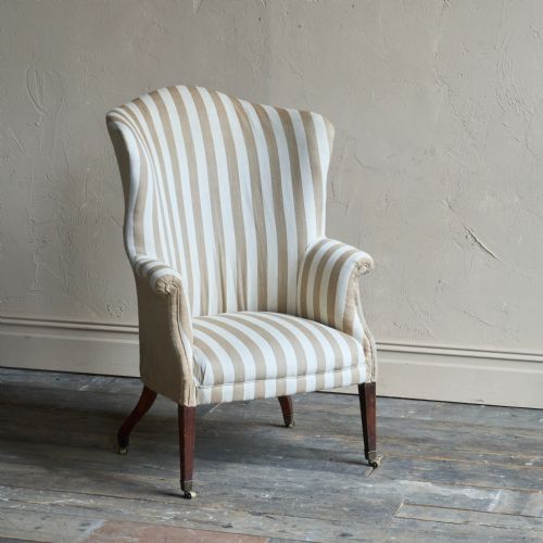 GEORGIAN WINGBACK WITH VINTAGE FRENCH STRIPE TICKING - ADDITIONAL PHOTO 5