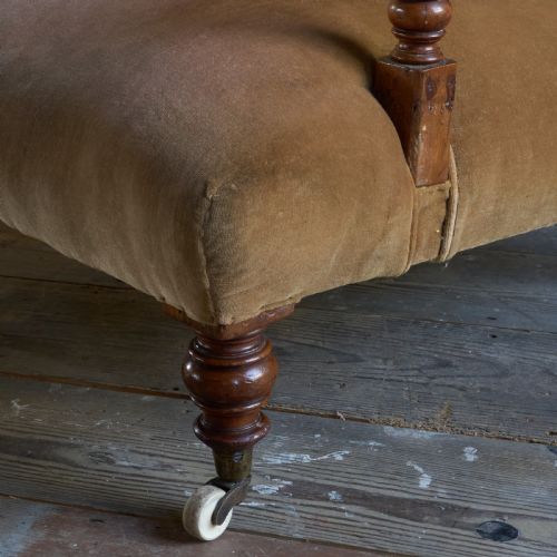 ANTIQUE OPEN ARMCHAIR GOLDEN BROWN VELVET - ADDITIONAL PHOTO 5