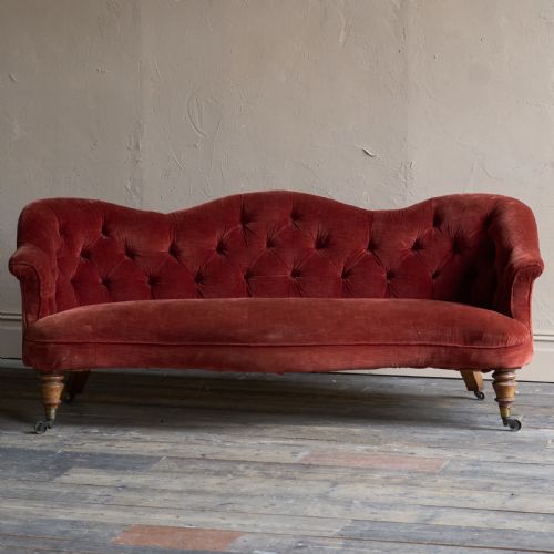 COUNTRY HOUSE SOFA BY HINDLEY AND SONS CLARET VELVET - ADDITIONAL PHOTO 2