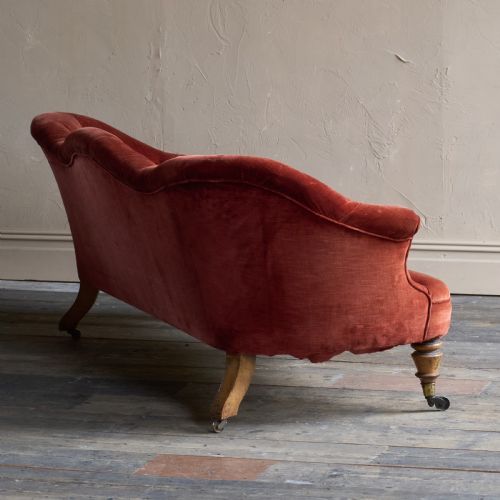 COUNTRY HOUSE SOFA BY HINDLEY AND SONS CLARET VELVET - ADDITIONAL PHOTO 3