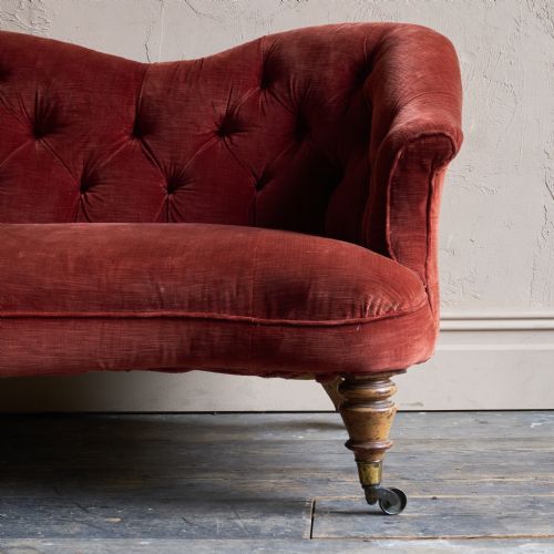 COUNTRY HOUSE SOFA BY HINDLEY AND SONS CLARET VELVET - ADDITIONAL PHOTO 5