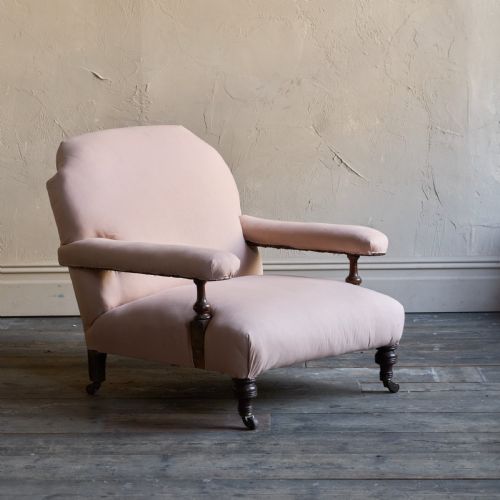 antique open armchair in calico - CATEGORY: ANTIQUE CHAIRS - DATED 19TH CENTURY
