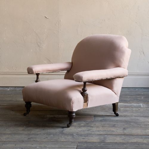 ANTIQUE OPEN ARMCHAIR IN CALICO - ADDITIONAL PHOTO 1