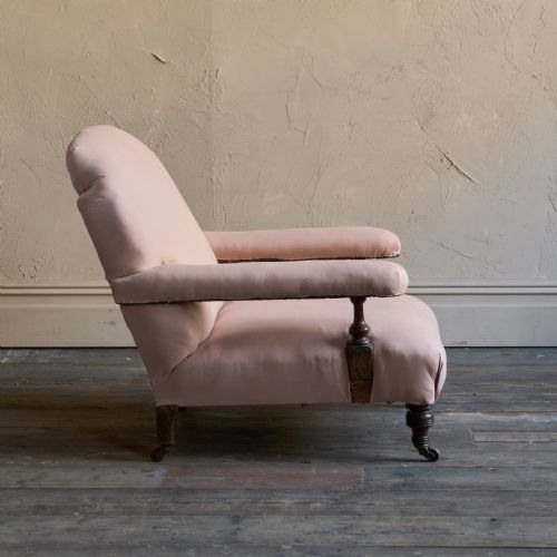 ANTIQUE OPEN ARMCHAIR IN CALICO - ADDITIONAL PHOTO 3