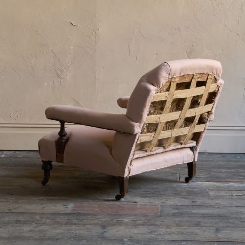 ANTIQUE OPEN ARMCHAIR IN CALICO - ADDITIONAL PHOTO 4