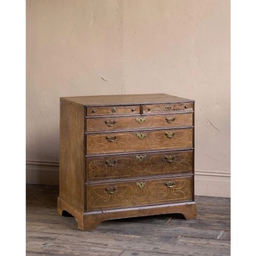 A William and Mary Oak Chest of Drawers with Inlay.