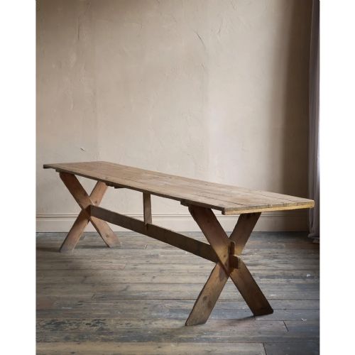 WEATHERED TRESTLE DINING TABLE IN THE SWEDISH STYLE