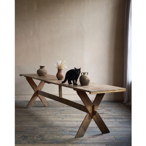 WEATHERED TRESTLE DINING TABLE IN THE SWEDISH STYLE - ADDITIONAL PHOTO 1