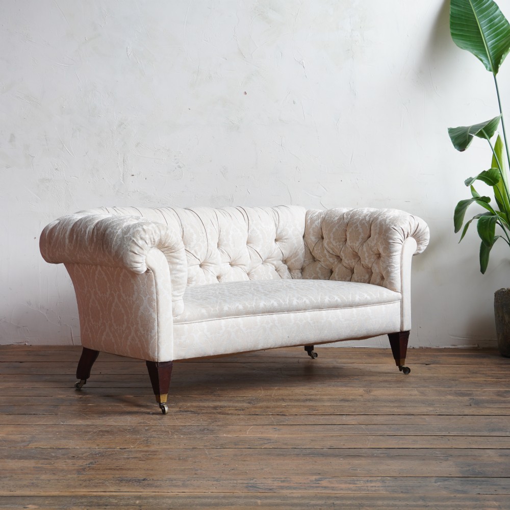 Antique Chesterfield - cream damask.