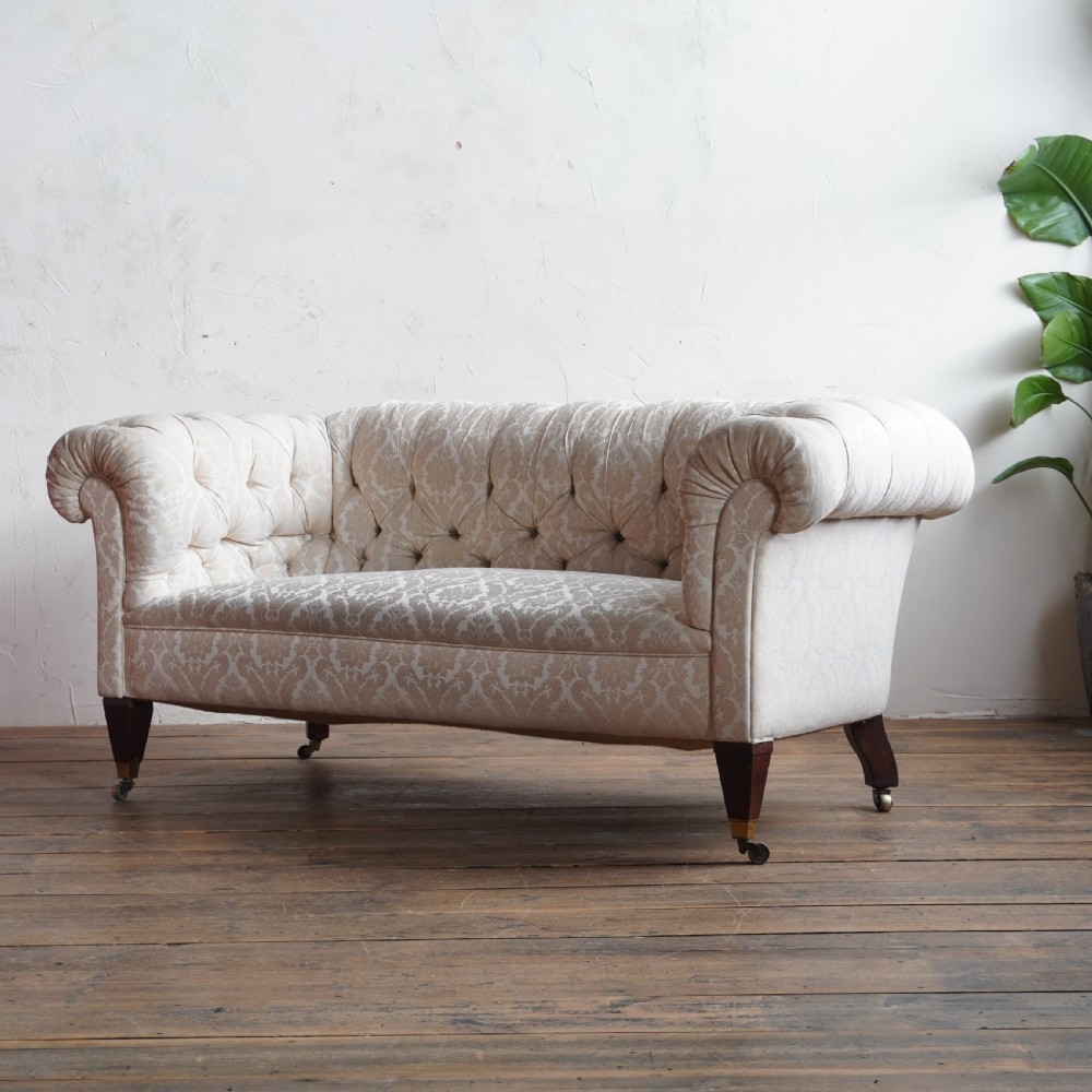 Antique Chesterfield - cream damask. View II