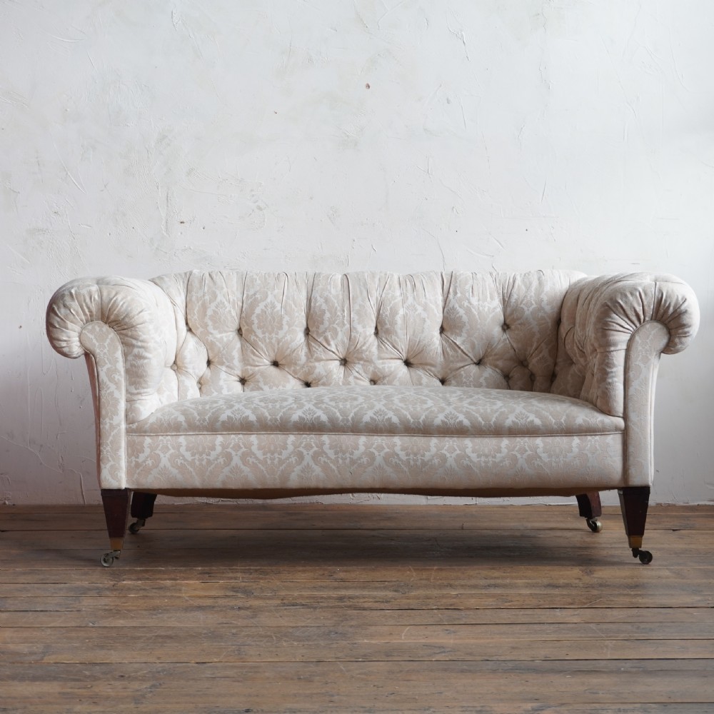 Antique Chesterfield - cream damask. View III