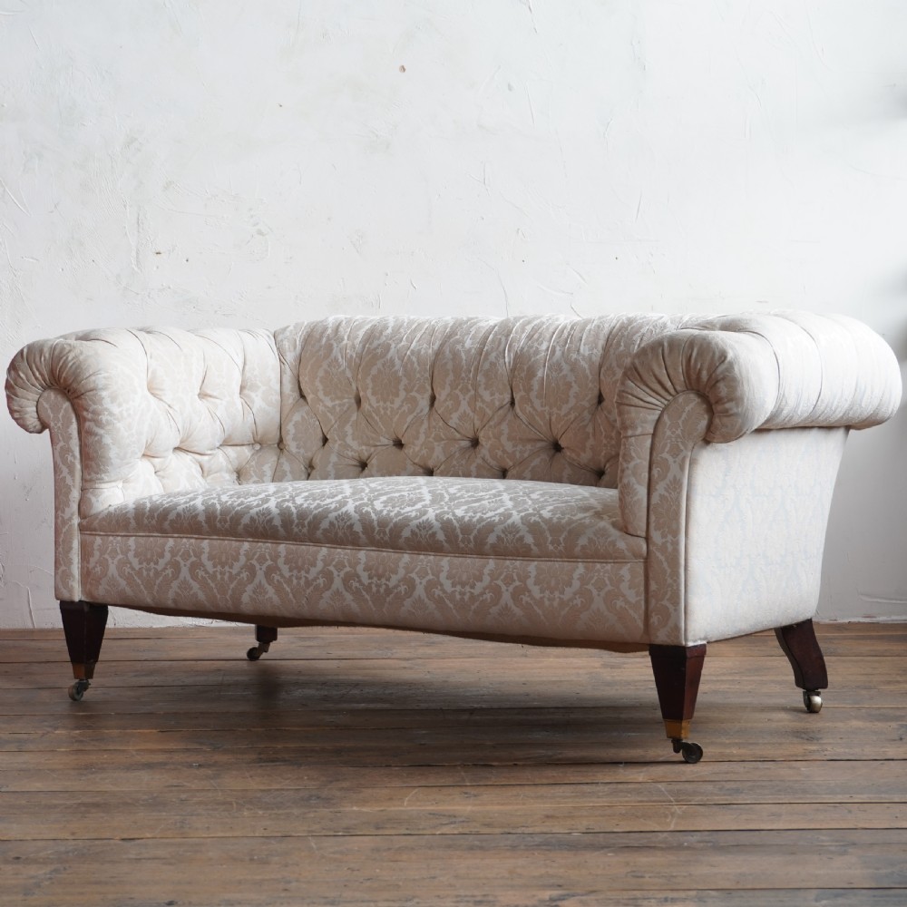Antique Chesterfield - cream damask. View IV
