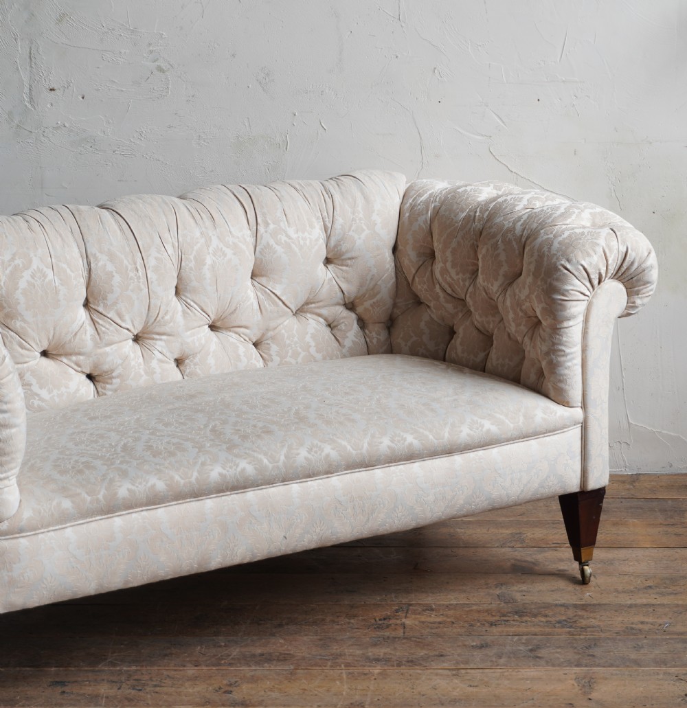 Antique Chesterfield - cream damask. View VI