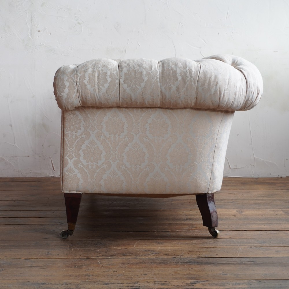 Antique Chesterfield - cream damask. View IX