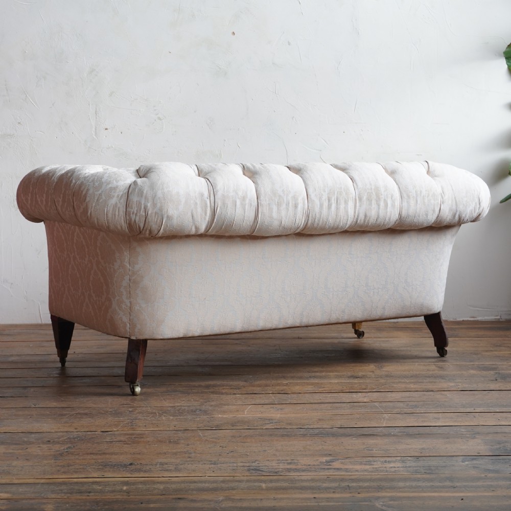 Antique Chesterfield - cream damask. View X