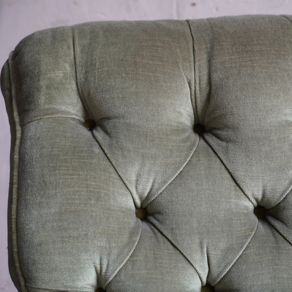 Antique Open Armchair - green velvet. View VII