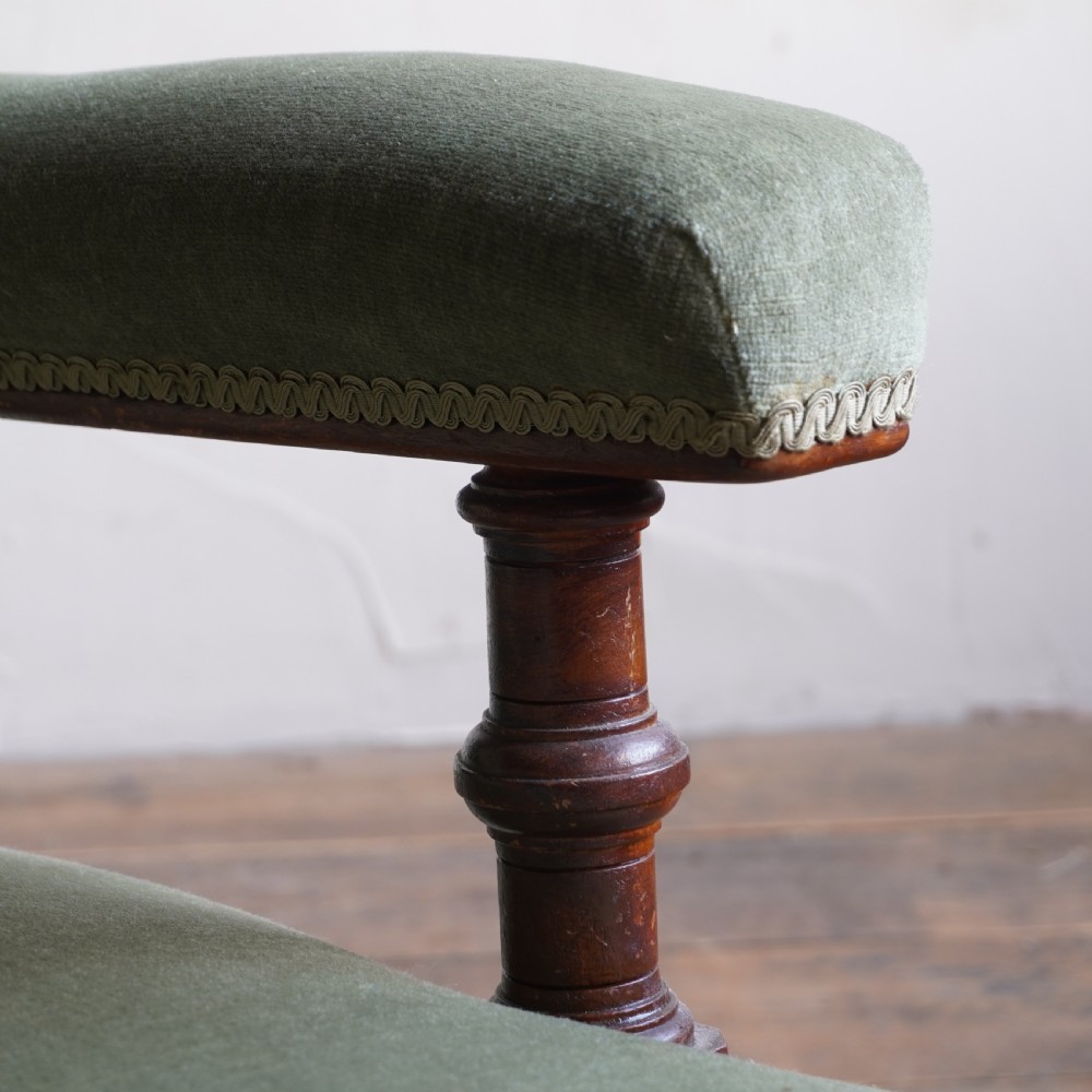 Antique Open Armchair - green velvet. View VIII