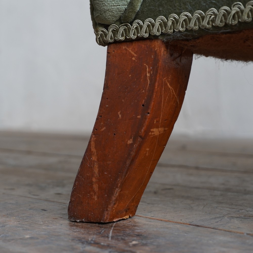 Antique Open Armchair - green velvet. View X