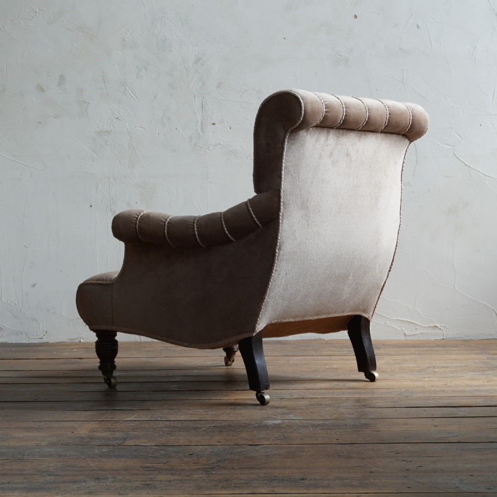 Velvet Antique Armchair in the Jas Shoolbred Style.
 View VI