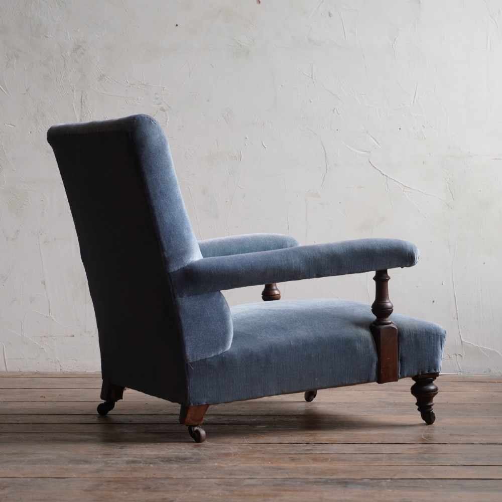 Antique Open Armchair - blue velvet.
 View V