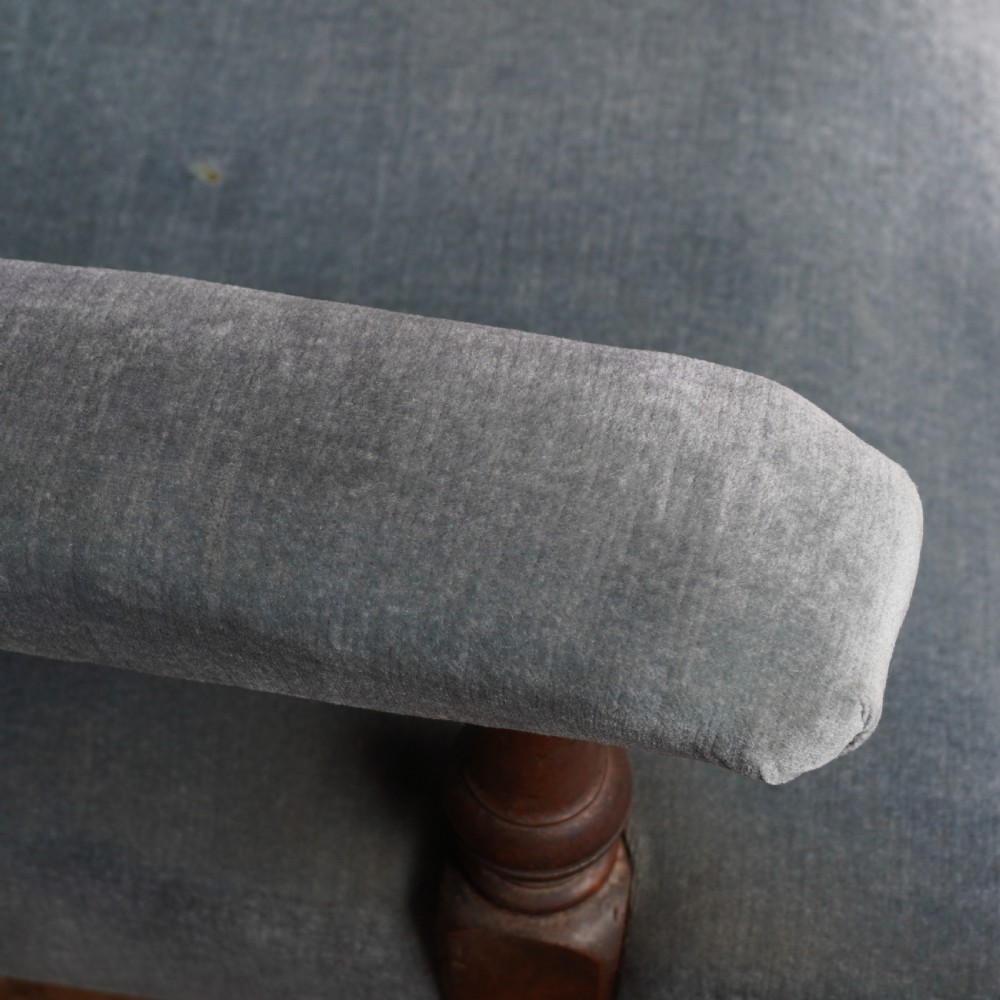 Antique Open Armchair - blue velvet.
 View IX