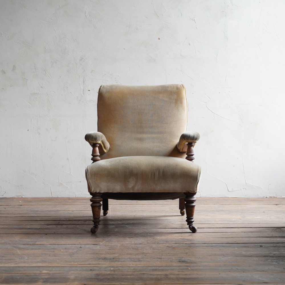 Antique Open Armchair - Velvet. 19th Century
 View II