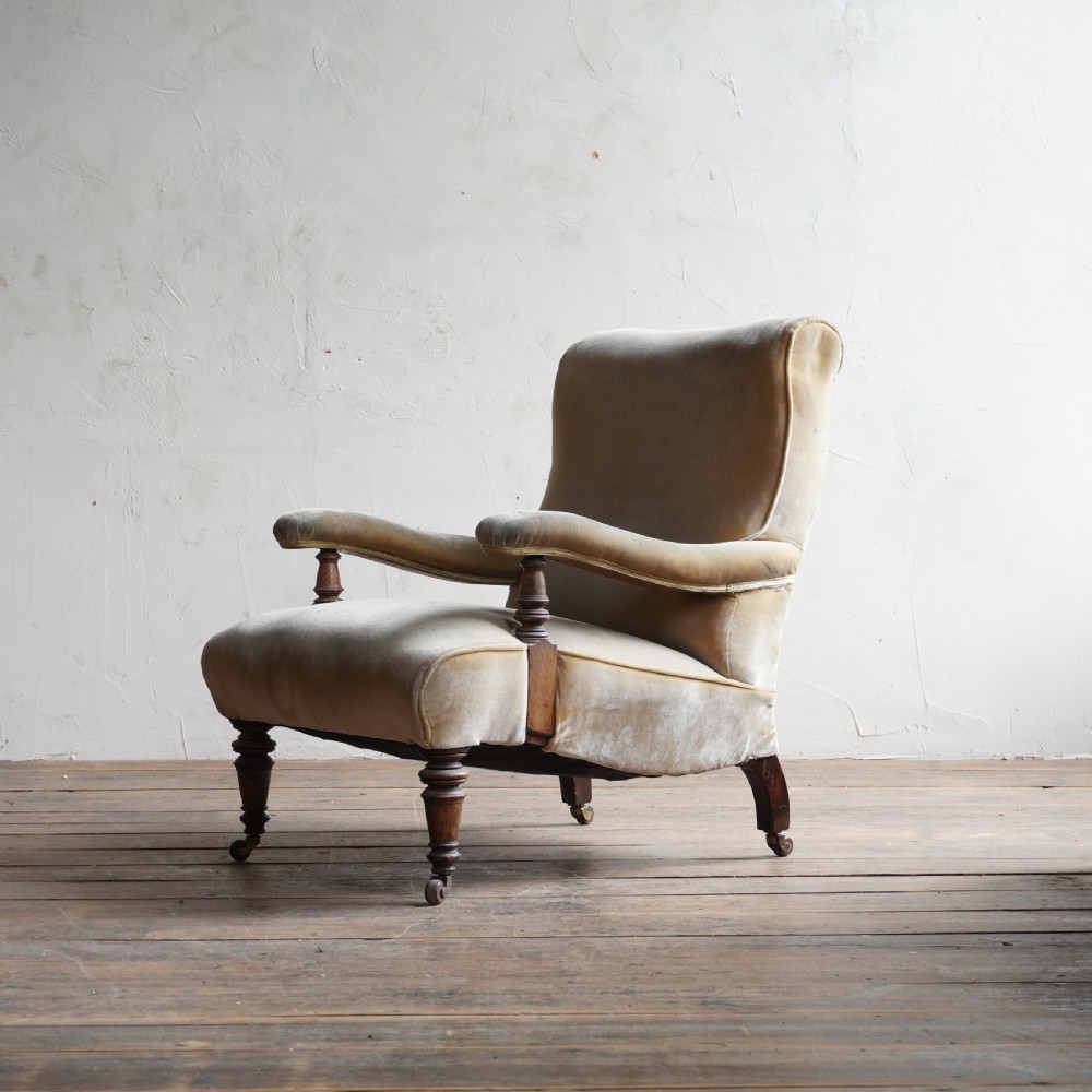 Antique Open Armchair - Velvet. 19th Century
 View III