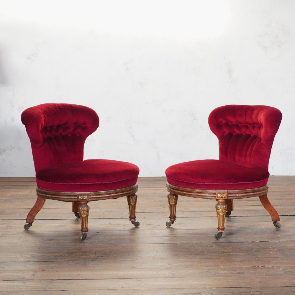 Pair of Holland and Sons Slipper Chairs - Empire Style.