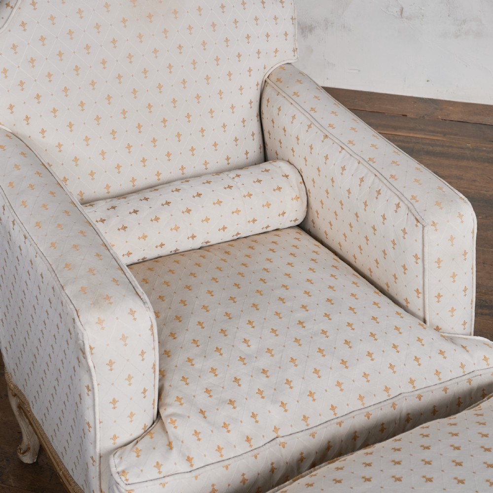 Antique French Duchesse Brisee Chaise Longue Armchair Footstool- louis xv
 View VI