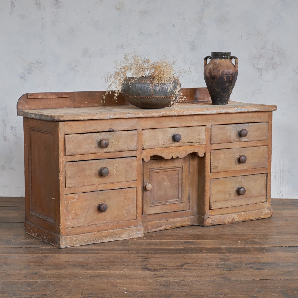 Antique Pine Sideboard with Original Paint. View II