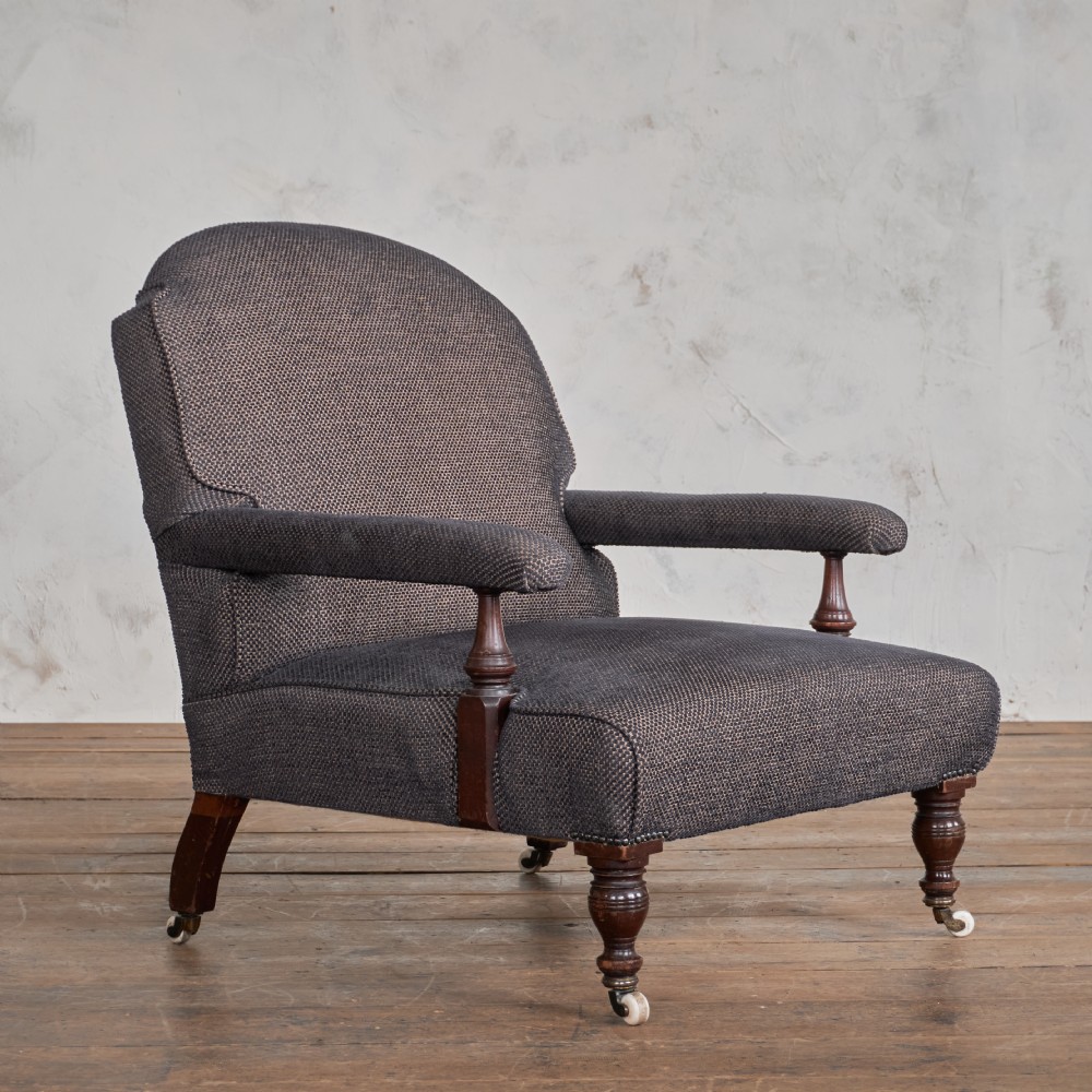 English Open Armchair - Aubergine Woven Fabric.
 View II