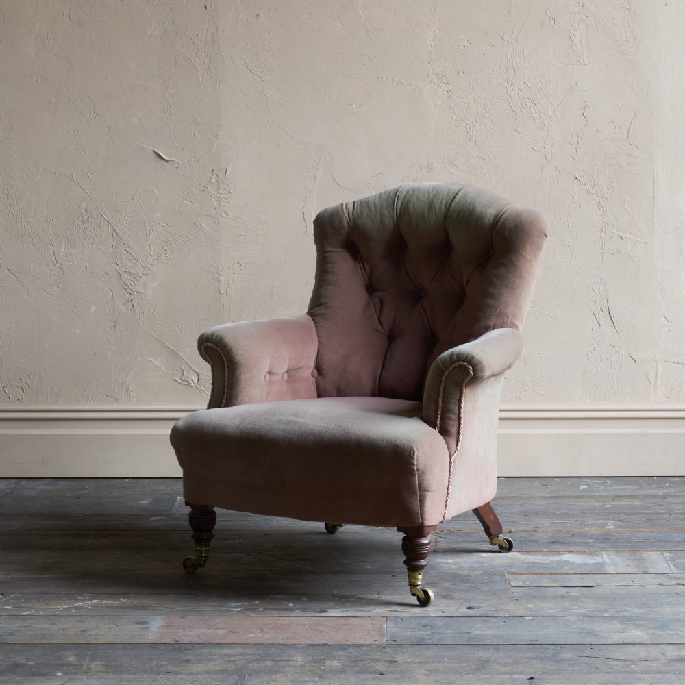 Antique Howard and Sons Armchair - Taupe Velvet
 View III