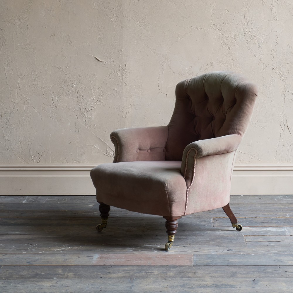 Antique Howard and Sons Armchair - Taupe Velvet
 View IV