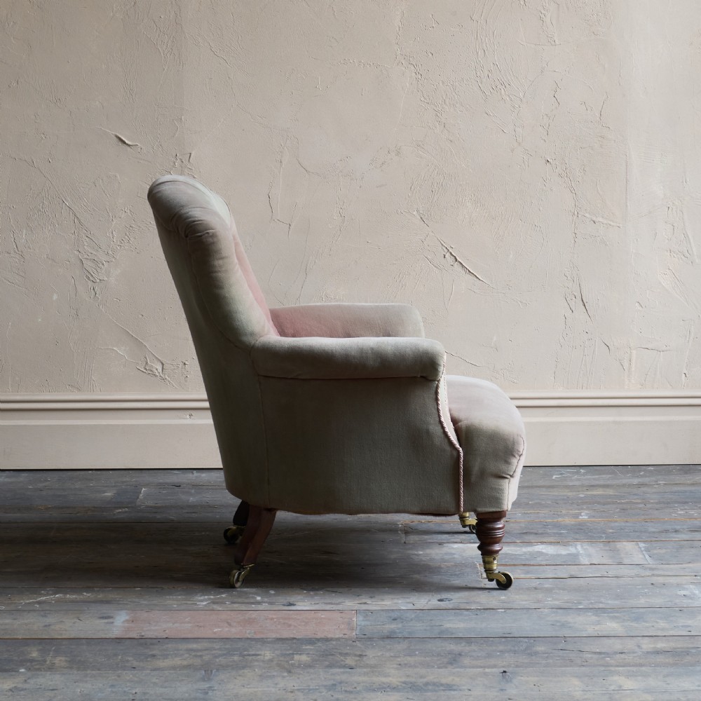 Antique Howard and Sons Armchair - Taupe Velvet
 View VII