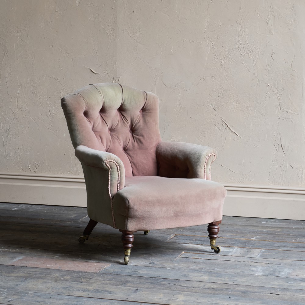Antique Howard and Sons Armchair - Taupe Velvet
 View VIII