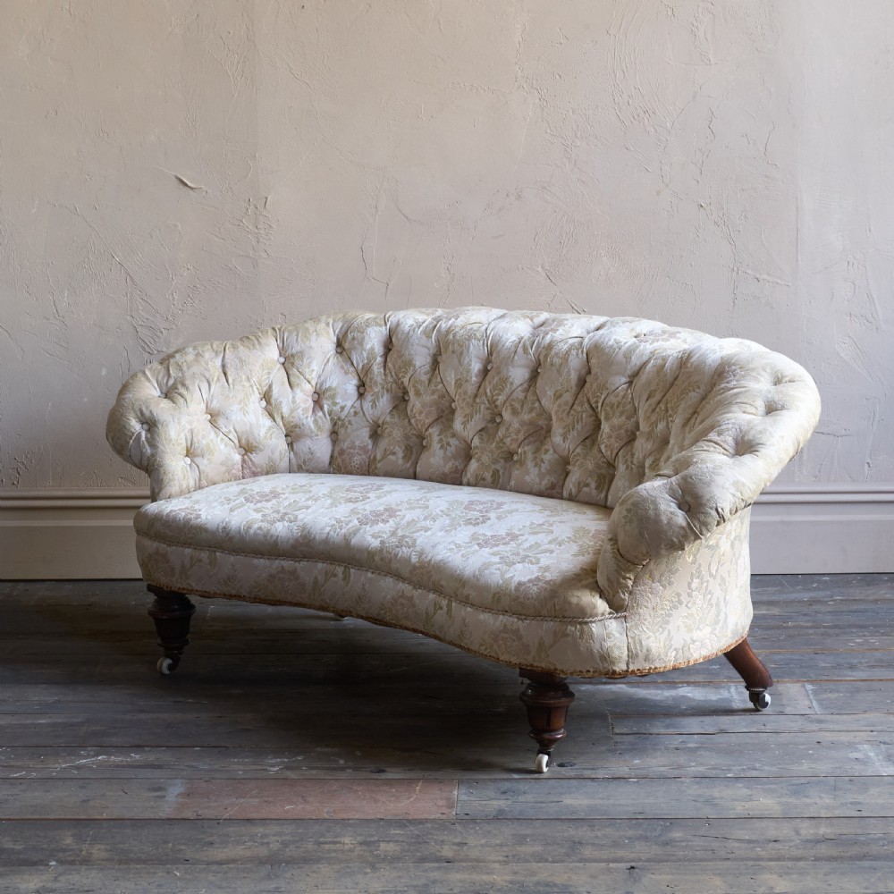Antique Kidney Shaped Sofa Button Back