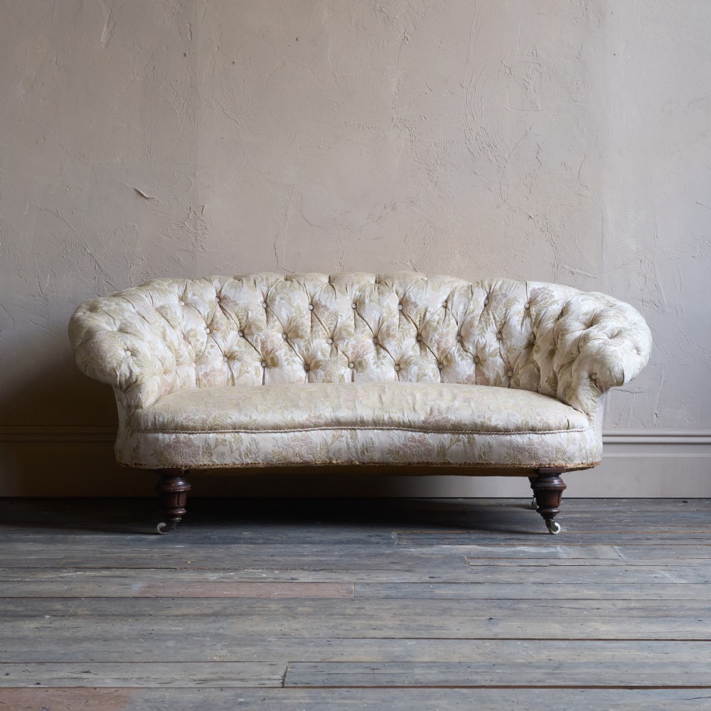 Antique Kidney Shaped Sofa Button Back View II