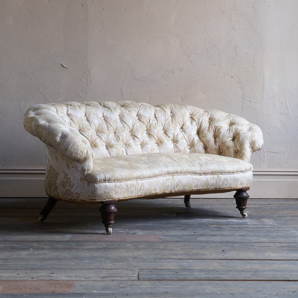 Antique Kidney Shaped Sofa Button Back View III