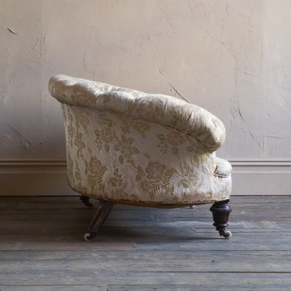 Antique Kidney Shaped Sofa Button Back View V