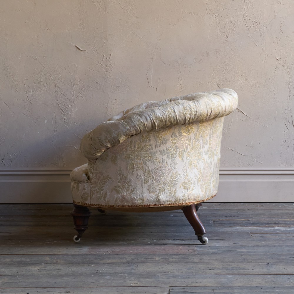 Antique Kidney Shaped Sofa Button Back View VII