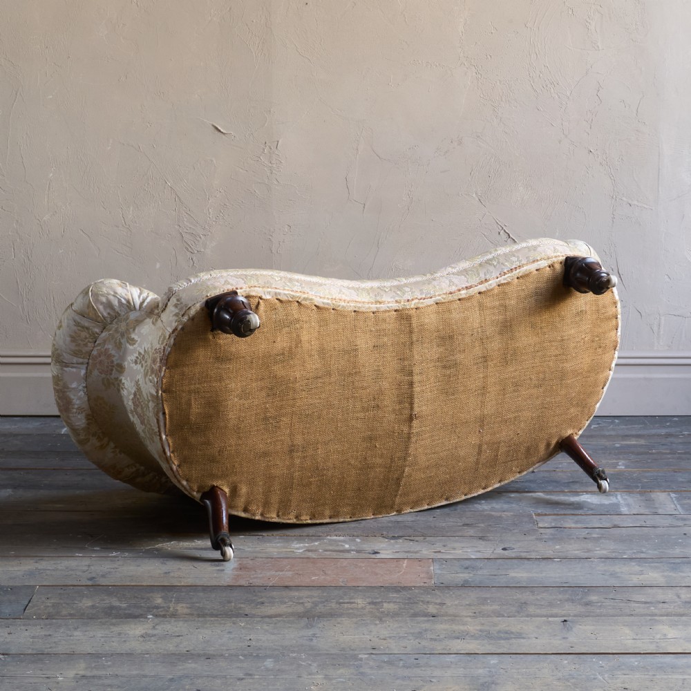 Antique Kidney Shaped Sofa Button Back View IX