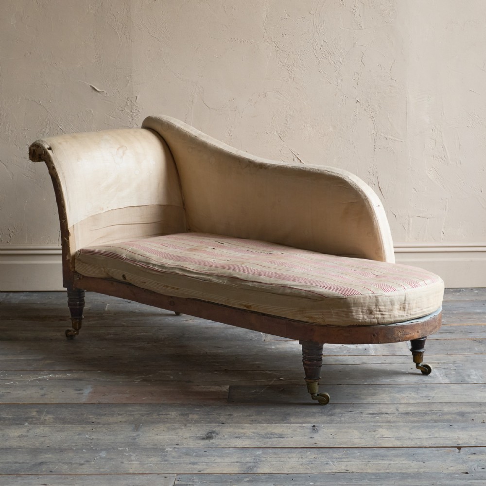 Regency Chaise Longue in original ticking