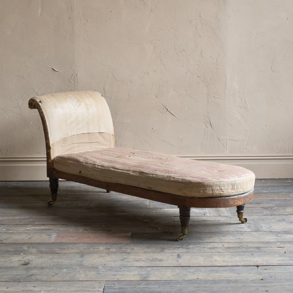 Regency Chaise Longue in original ticking View VI
