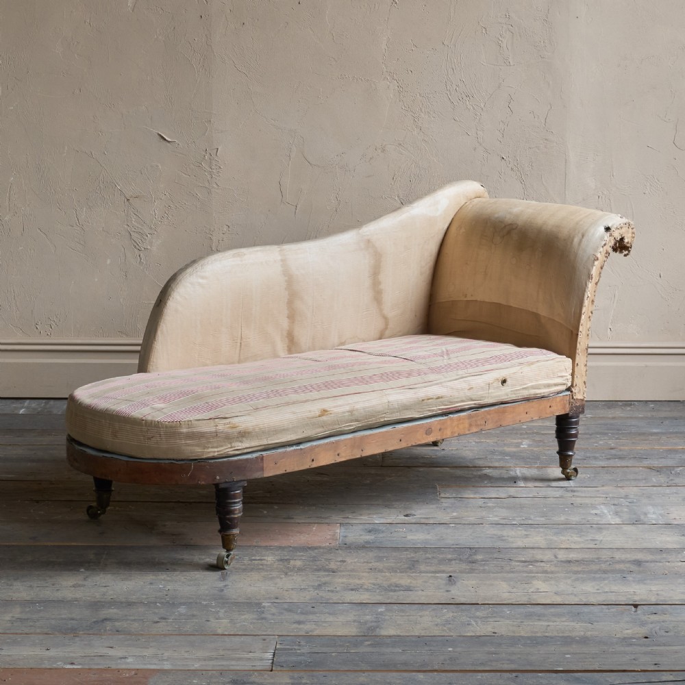 Regency Chaise Longue in original ticking View VIII