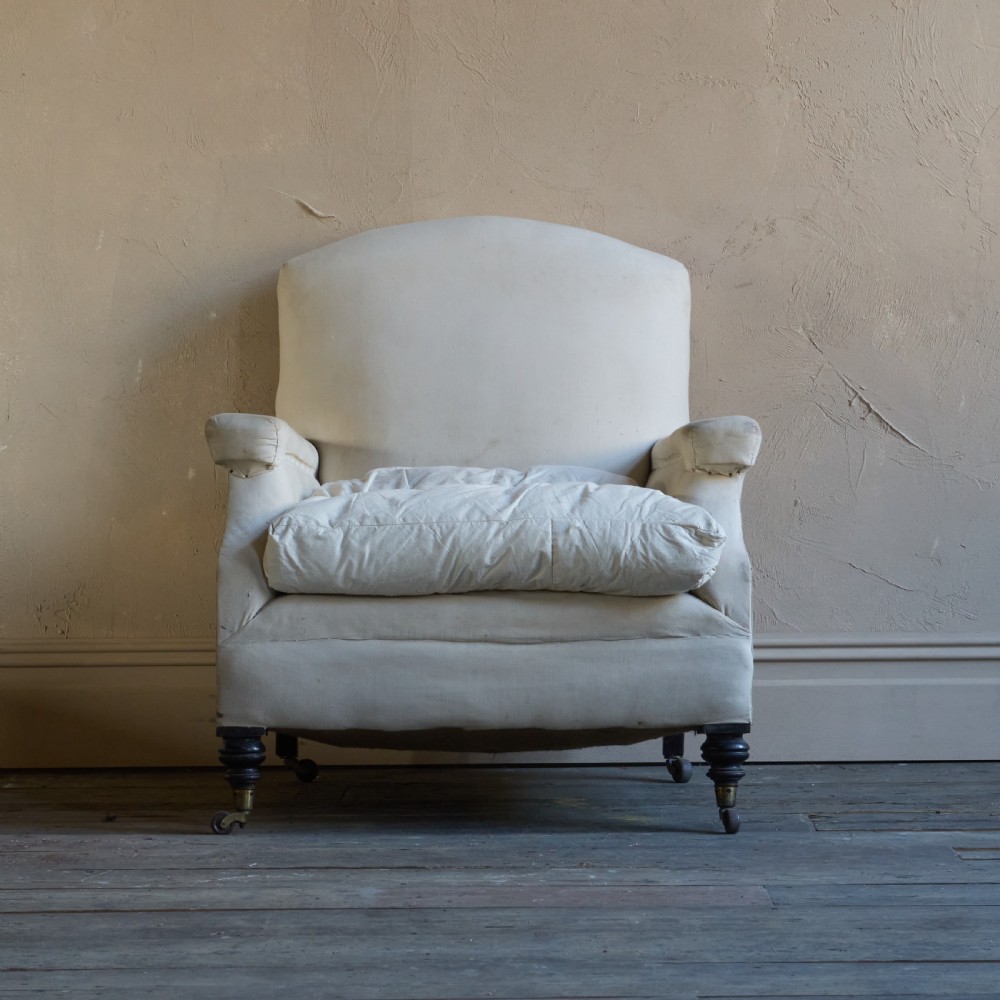 Antique Country House Armchair - calico covered.
 View II