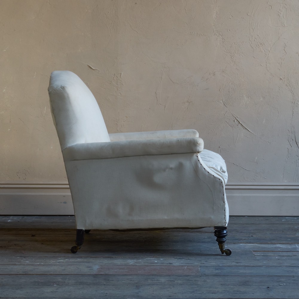 Antique Country House Armchair - calico covered.
 View III