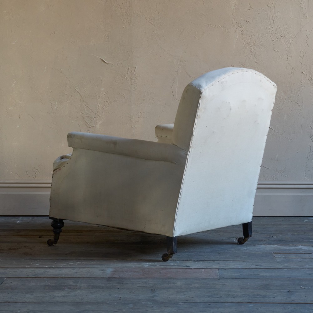 Antique Country House Armchair - calico covered.
 View IV