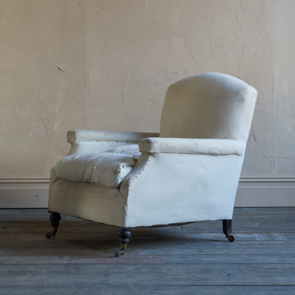 Antique Country House Armchair - calico covered.
 View V