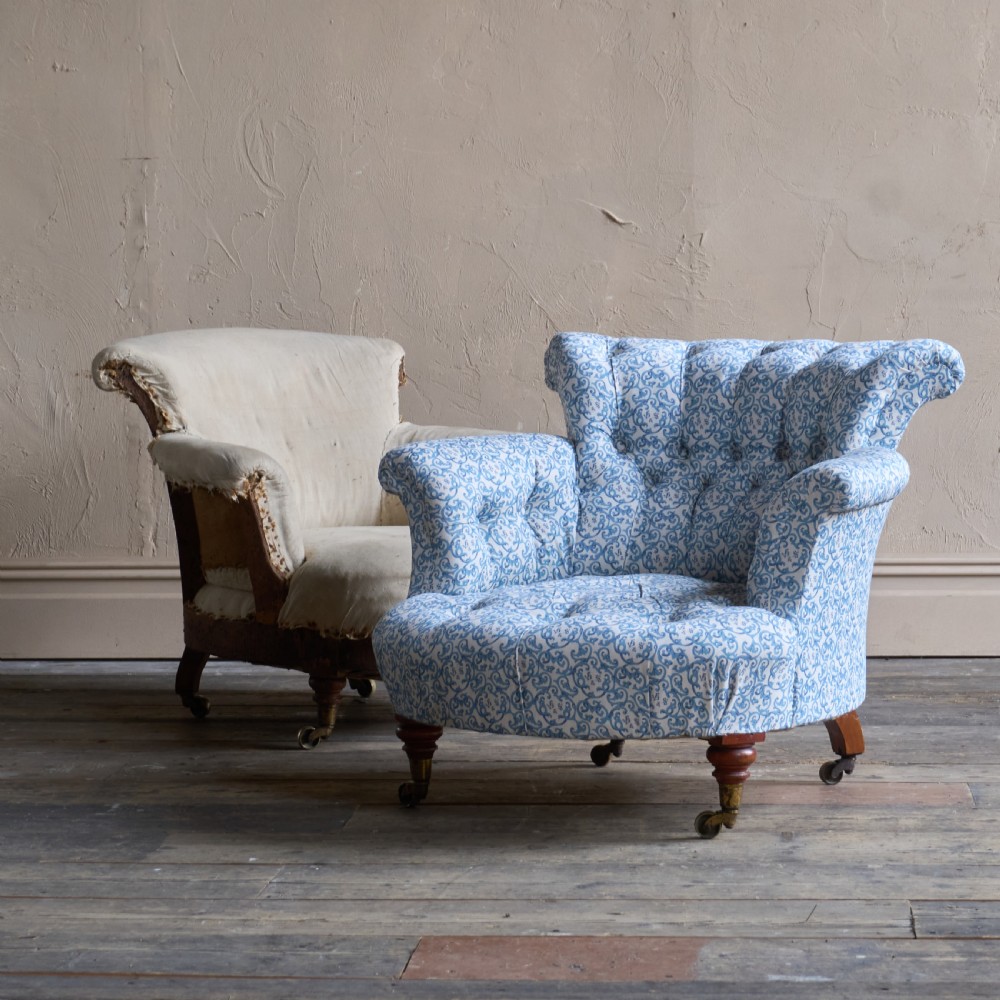 Pair of Early Howard and Sons Armchair - h&s ticking.
 View IV